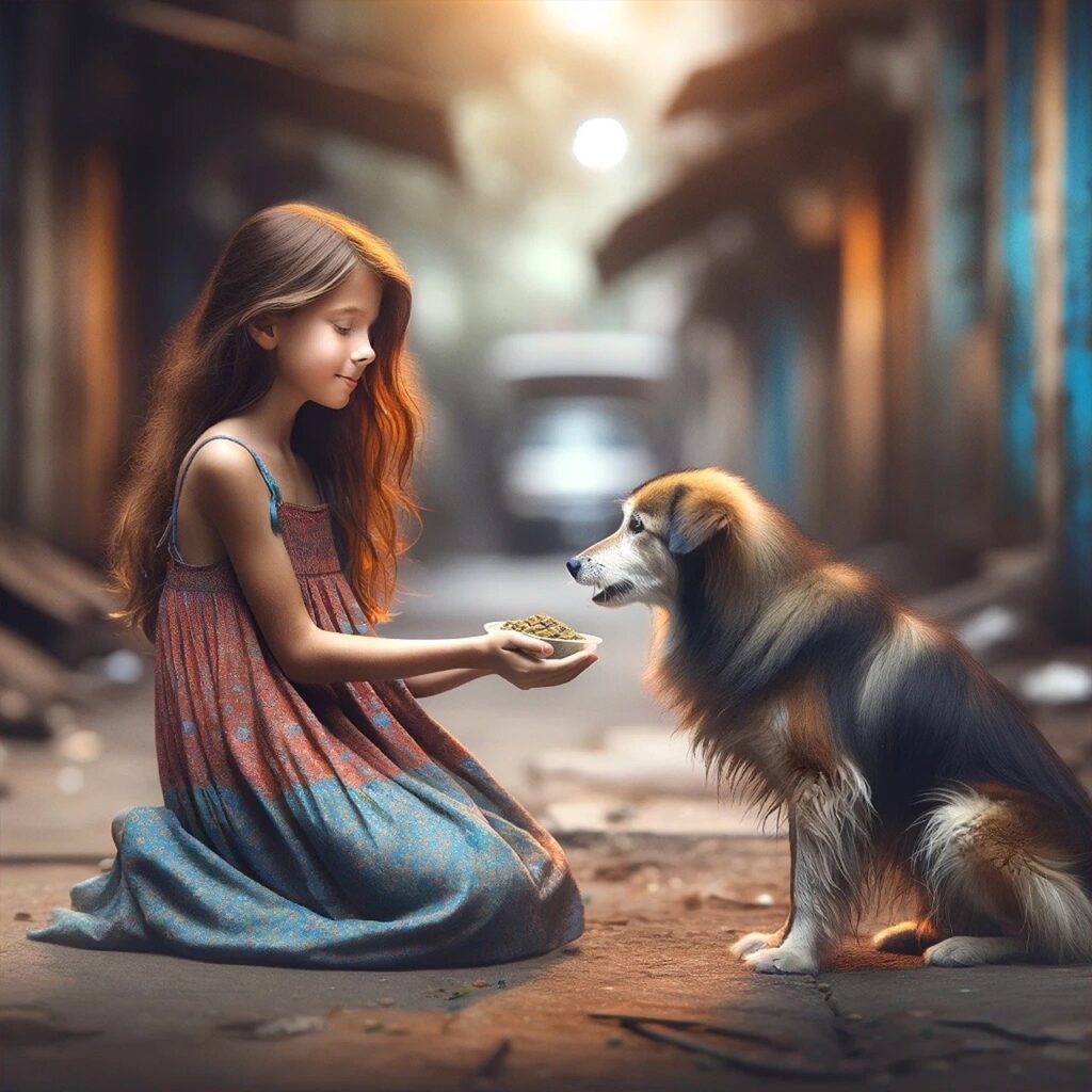 ai generated, girl, dog